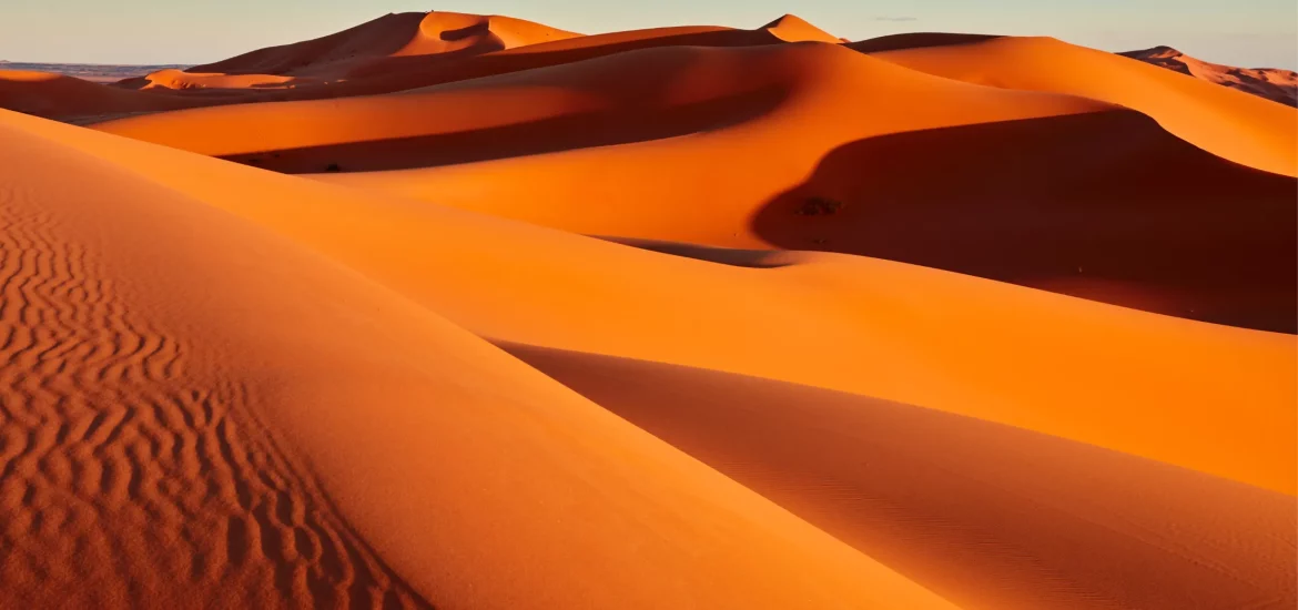 Sand dunes in the Sahara Desert, near Merzouga in Morocco