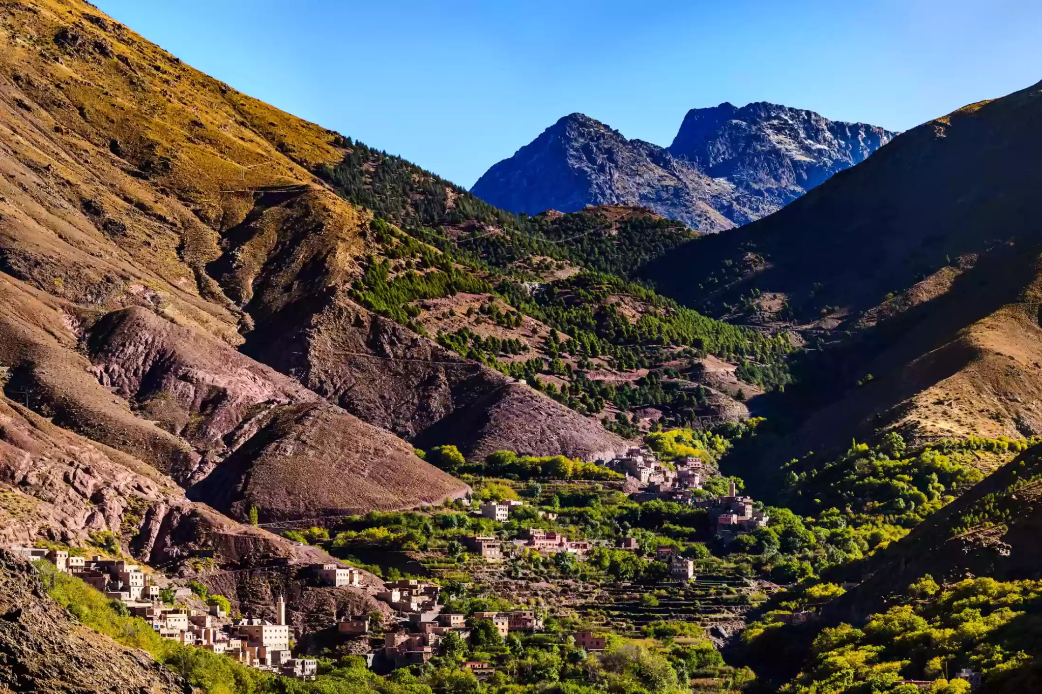 The small village of Imlil Morocco in the high Atlas Mountains